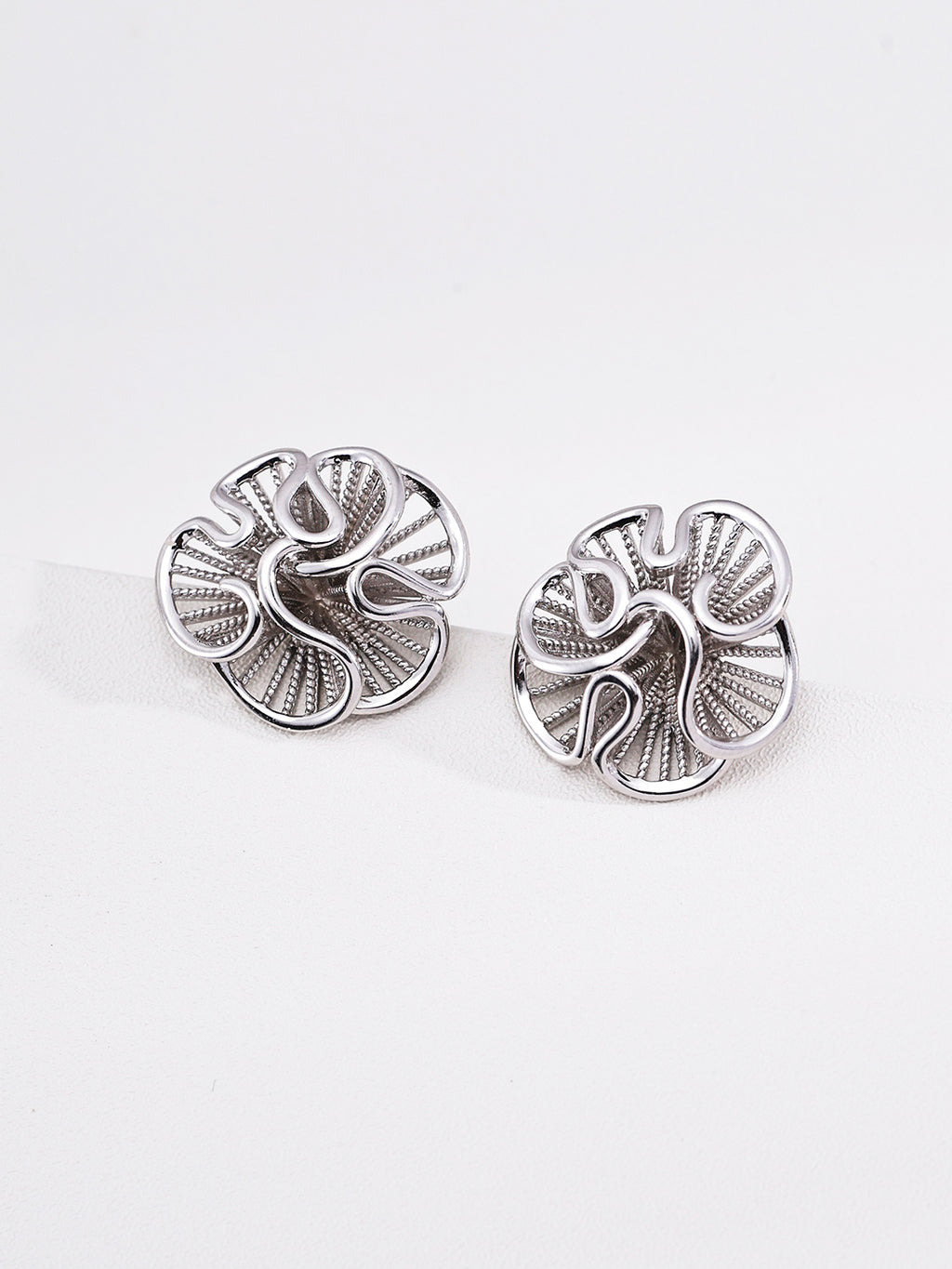Sculpted Floral Stud Earrings image 2