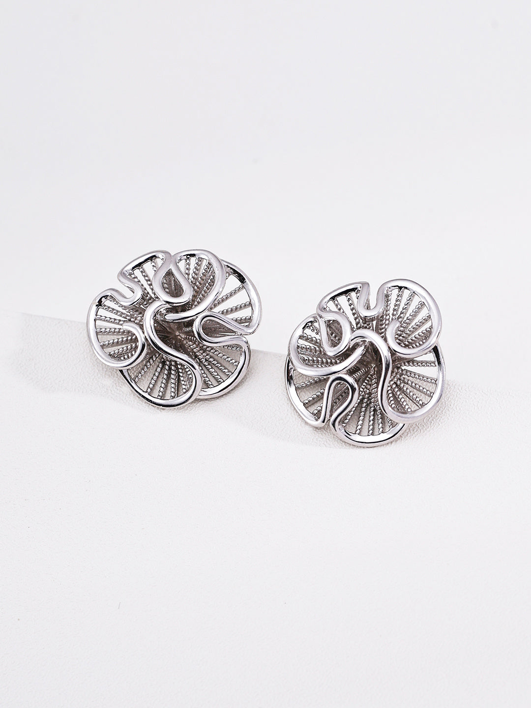 Sculpted Floral Stud Earrings image 2