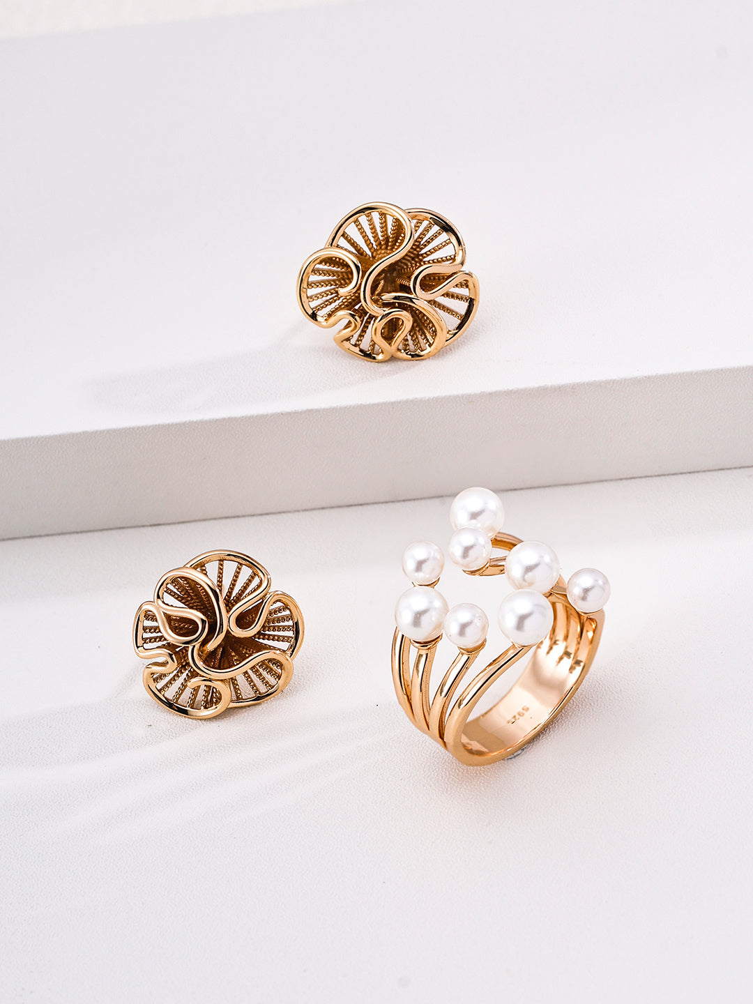 Sculpted Floral Stud Earrings image 3