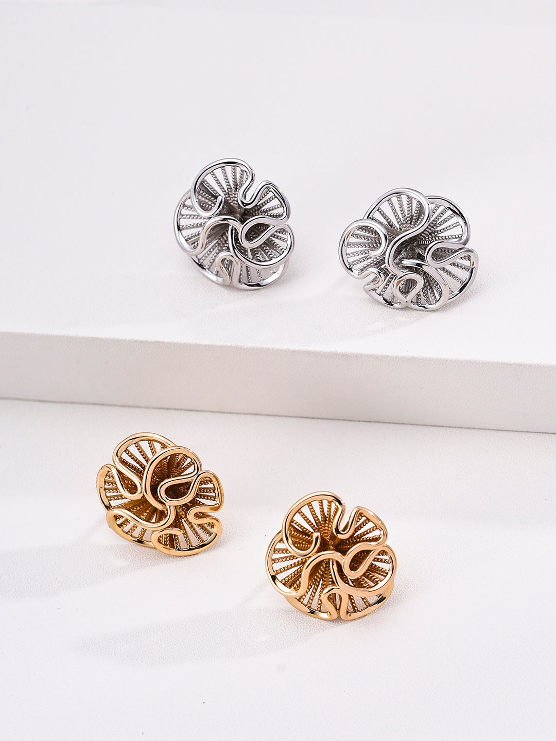Sculpted Floral Stud Earrings image 4