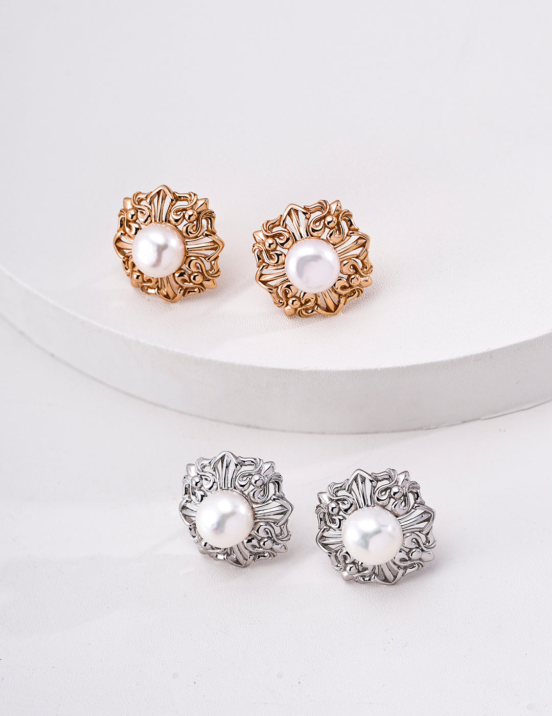 Modern Pearl Stud Earrings image 3