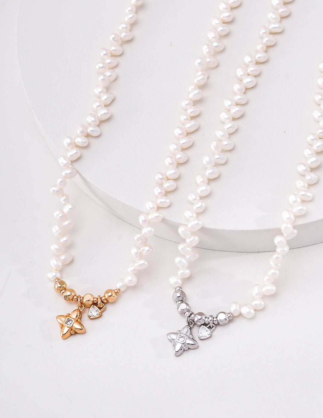 Delicate Pearl Station Necklace image 1