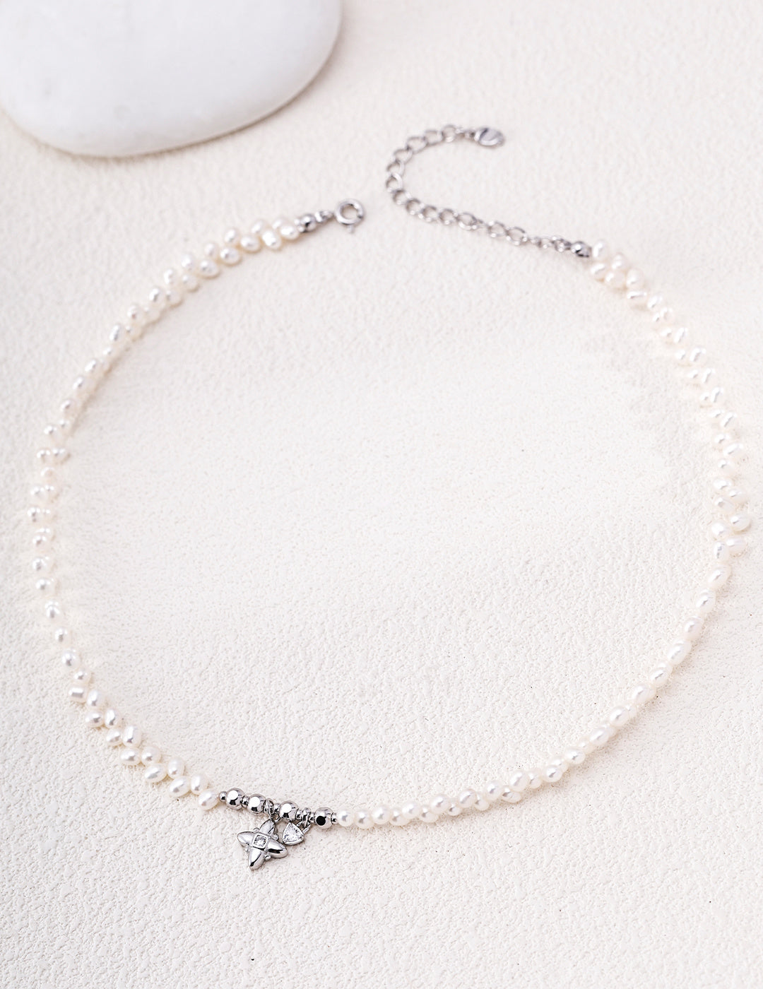 Delicate Pearl Station Necklace image 3