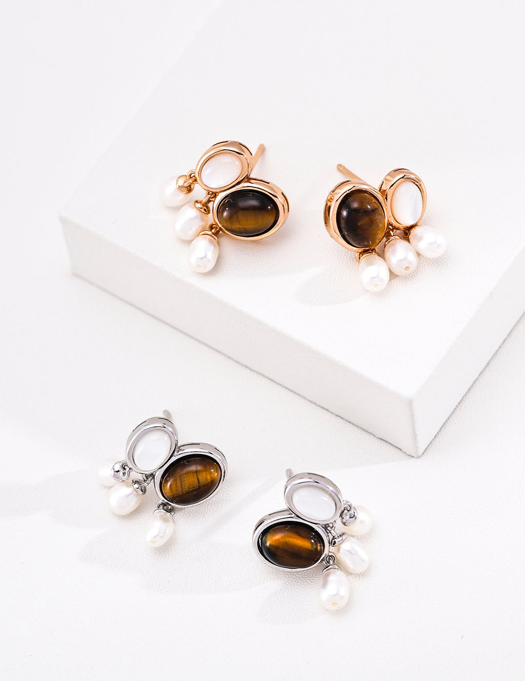 Lapis Lazuli & Tiger's Eye Pearl Earrings image 10