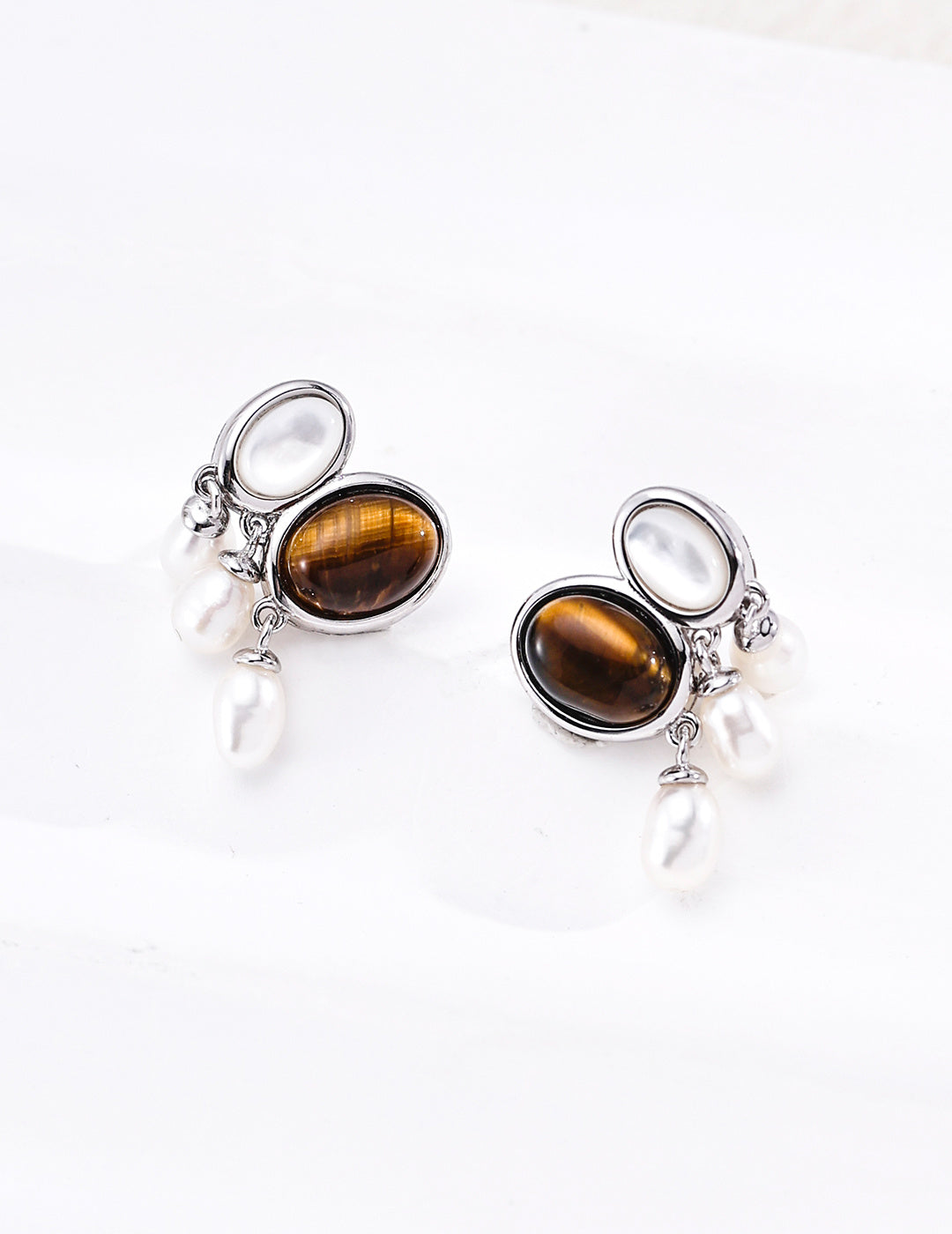Lapis Lazuli & Tiger's Eye Pearl Earrings image 3