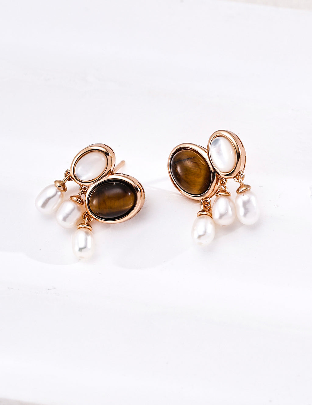 Lapis Lazuli & Tiger's Eye Pearl Earrings image 1