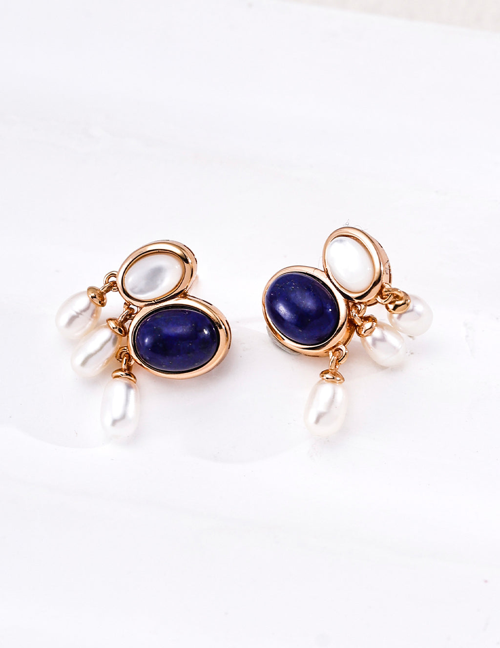 Lapis Lazuli & Tiger's Eye Pearl Earrings image 2