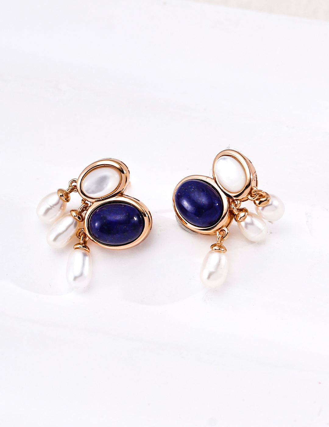 Lapis Lazuli & Tiger's Eye Pearl Earrings image 2