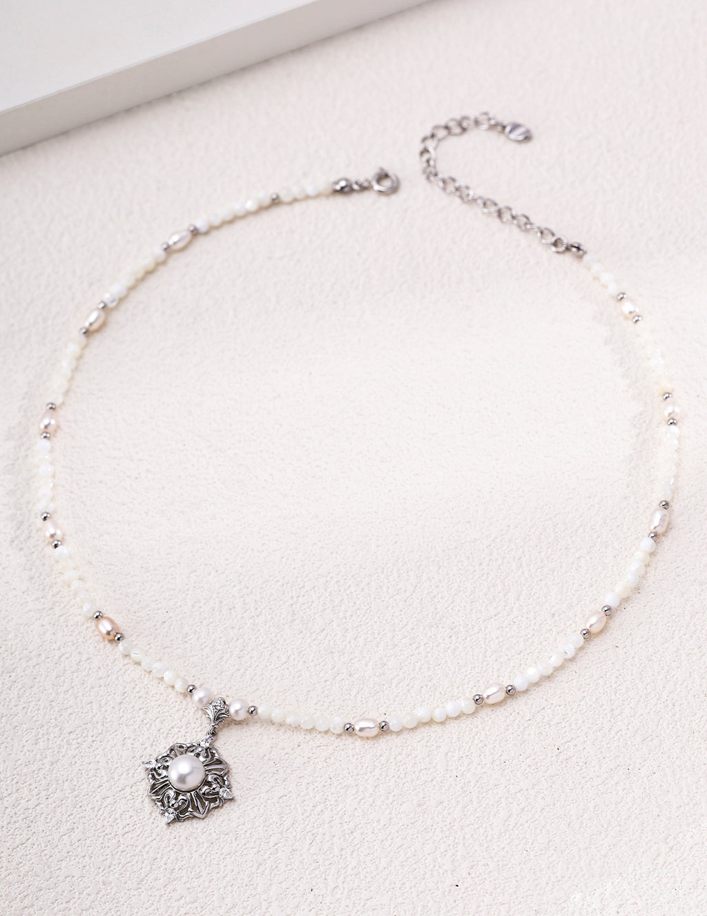 Gothic Floral Mother-of-Pearl & Pearl Necklace image 2