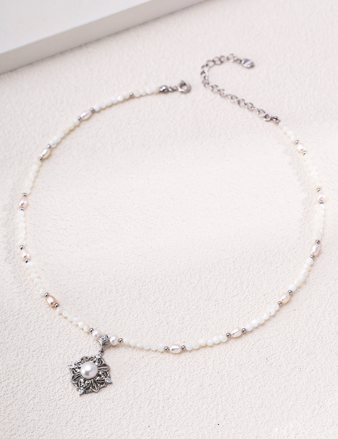 Gothic Floral Mother-of-Pearl & Pearl Necklace image 2