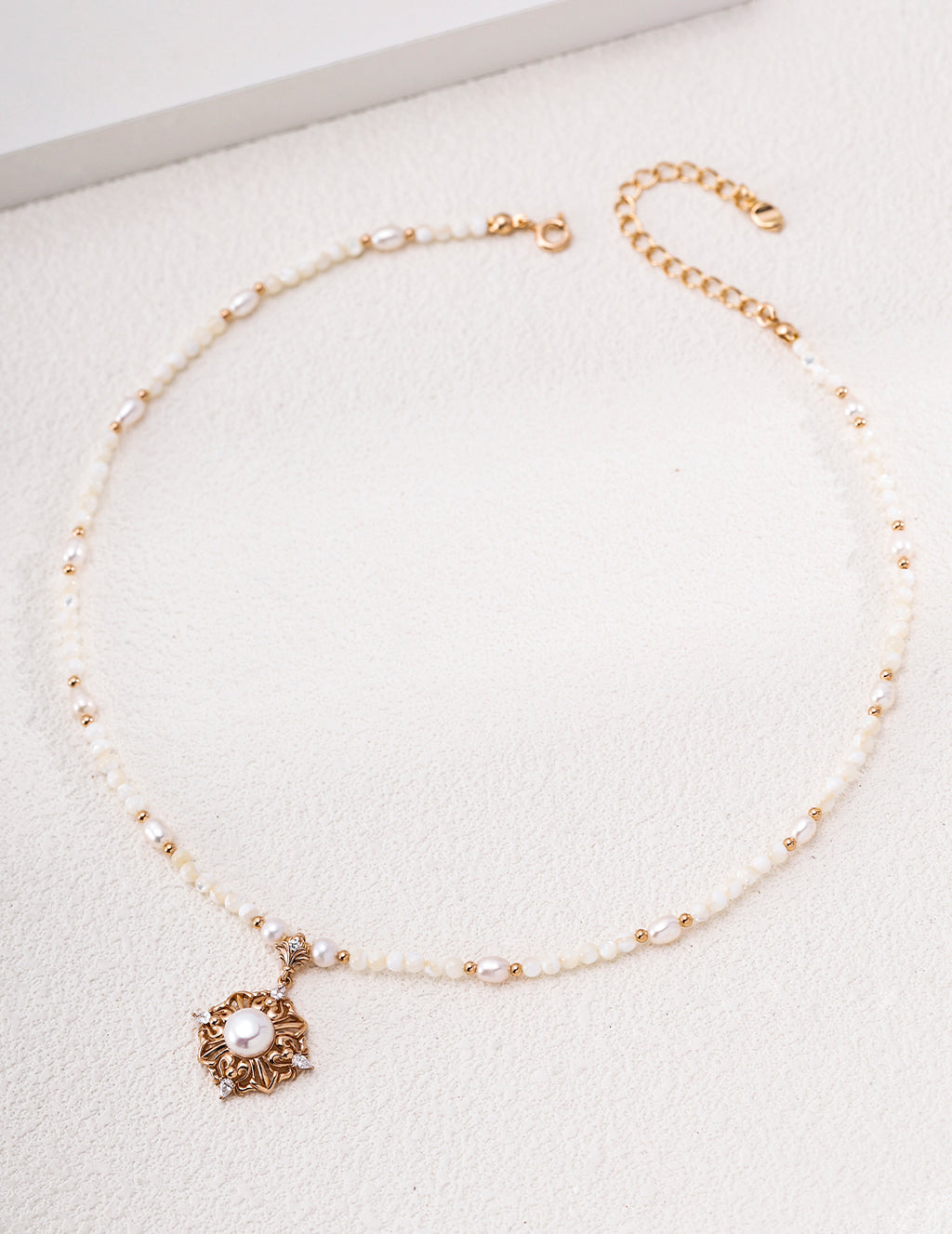Gothic Floral Mother-of-Pearl & Pearl Necklace image 1
