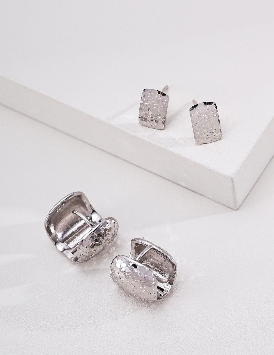 Textured Rectangle Stud Earrings image 3