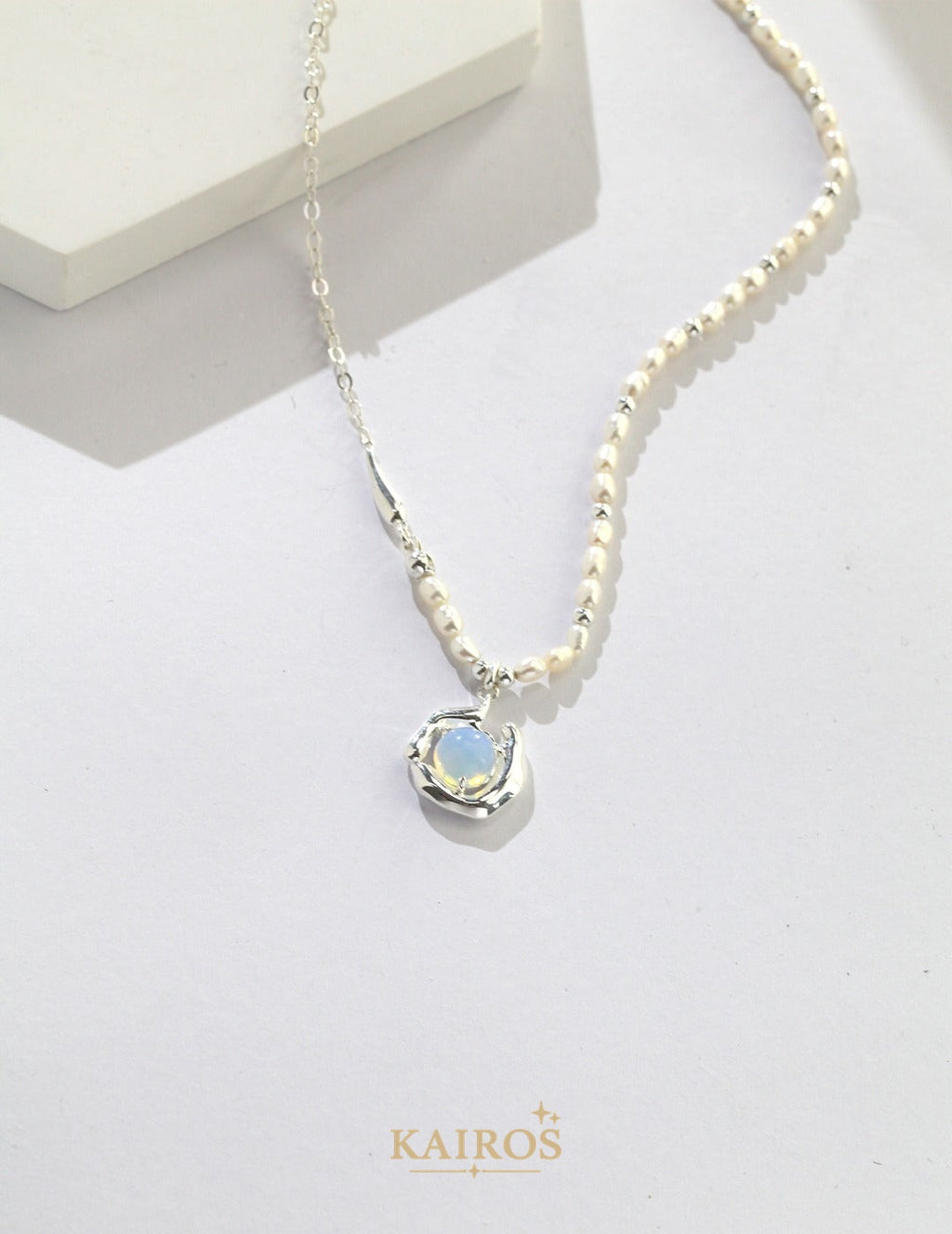Kairos logo-only cover - Sculpted Flow Pearl Grace Pendant Necklace