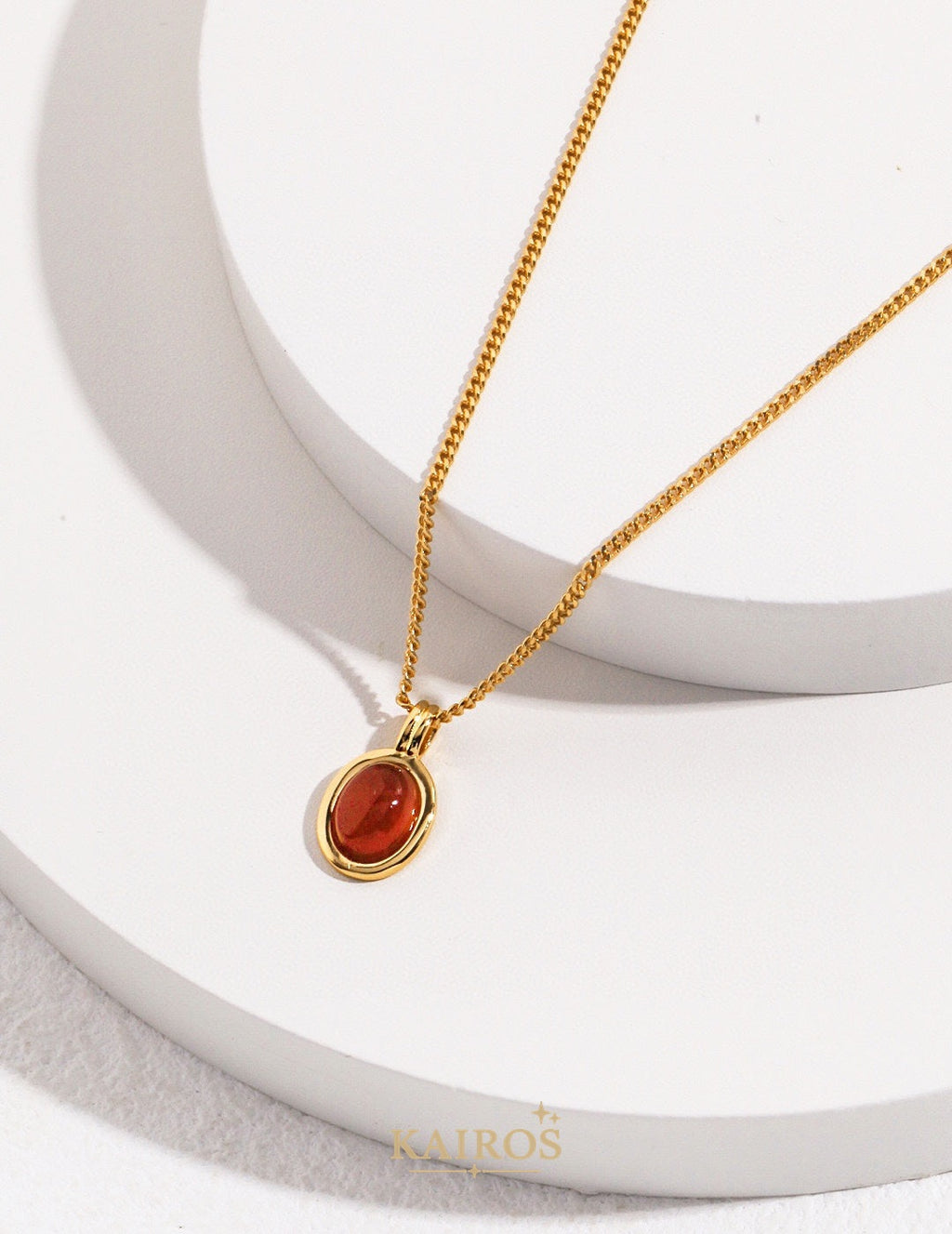 Kairos logo-only cover - Agate Charm Red Agate Pendant Necklace