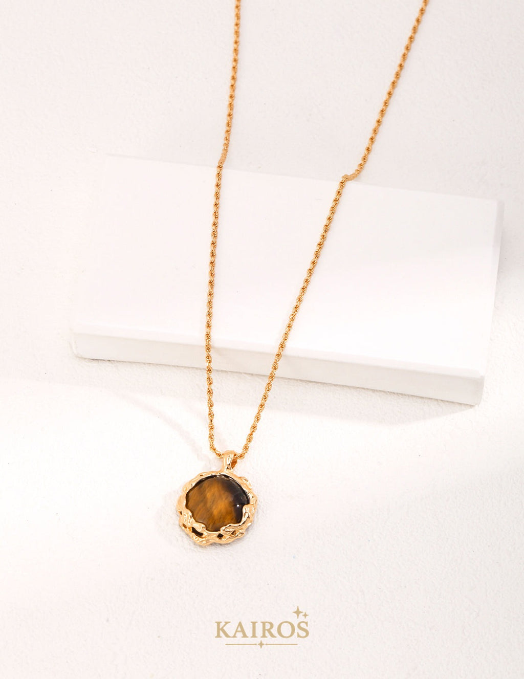 Kairos logo-only cover - Lava Bloom Tiger Eye Pendant Necklace