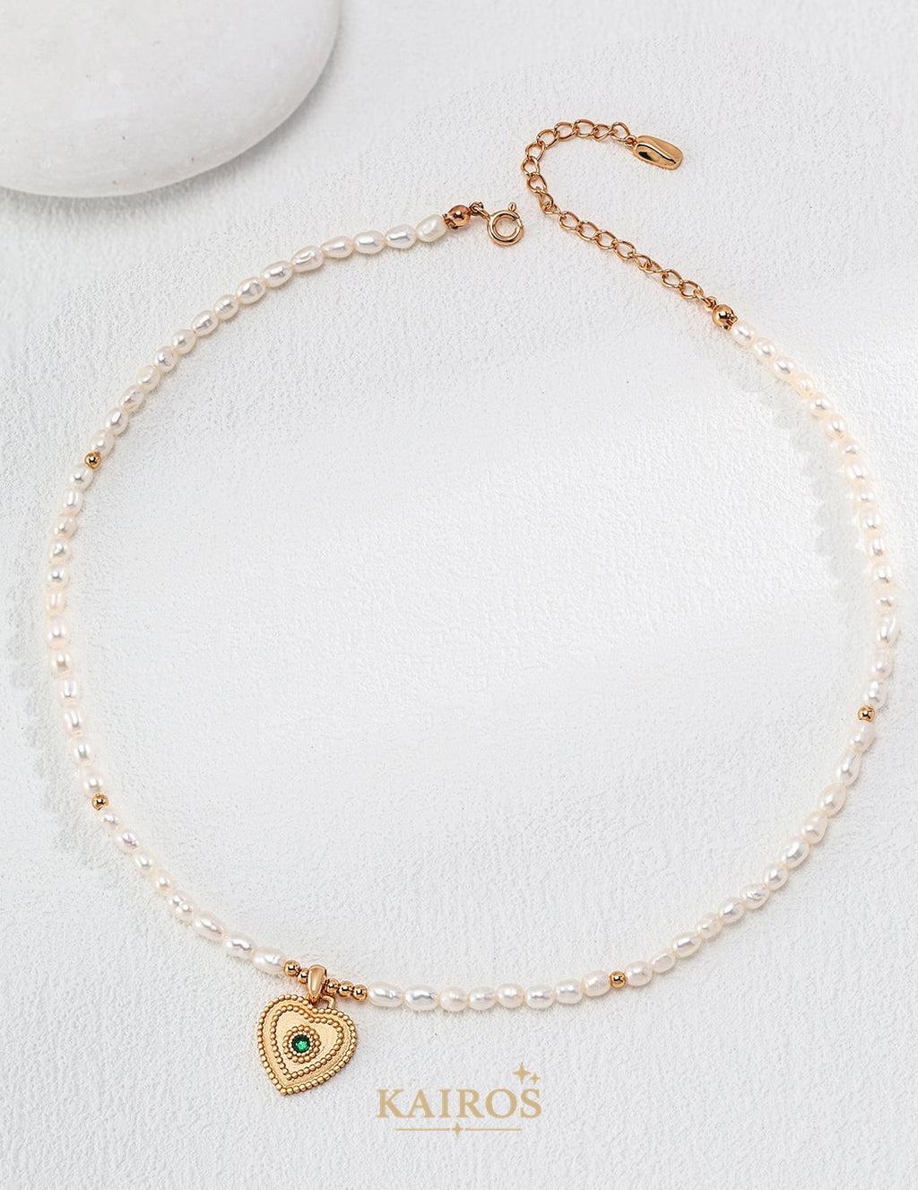 Kairos logo-only cover - Heart Echo Pearl Light Necklace