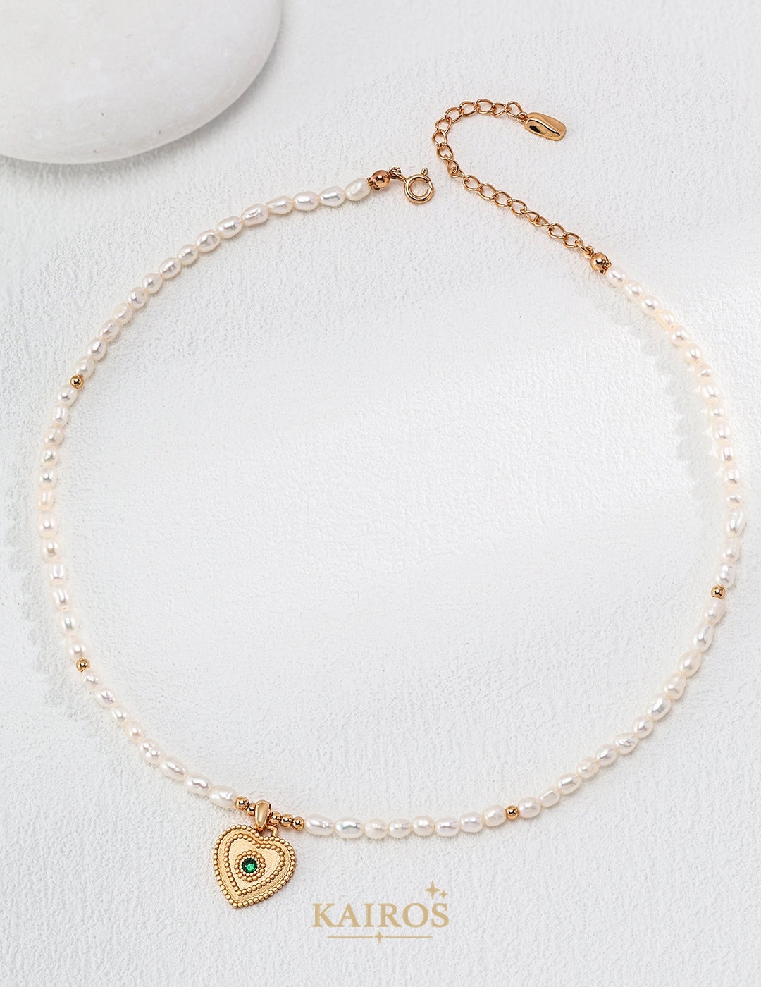 Kairos logo-only cover - Heart Echo Pearl Light Necklace