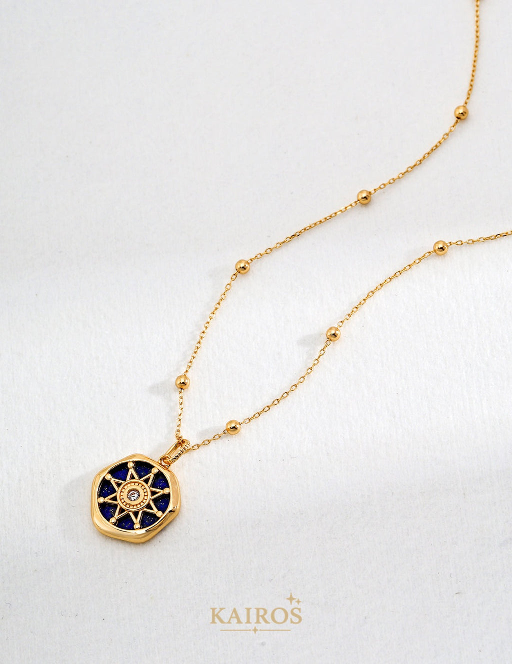 Kairos logo-only cover - Vintage Light Lapis Lazuli Pendant Necklace