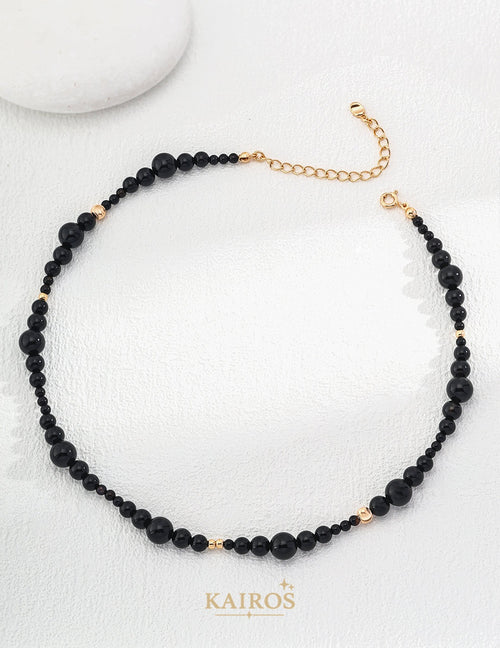 Kairos logo-only cover - Agate Charm Black Agate Grace Necklace