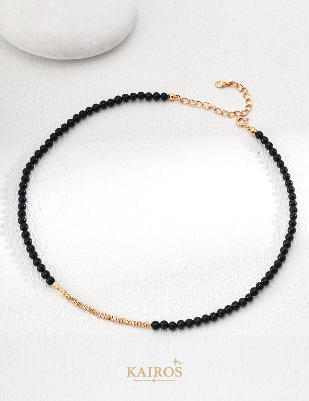 Kairos logo-only cover - Agate Charm Black Agate Necklace
