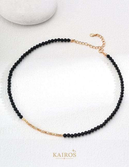 Kairos logo-only cover - Agate Charm Black Agate Necklace