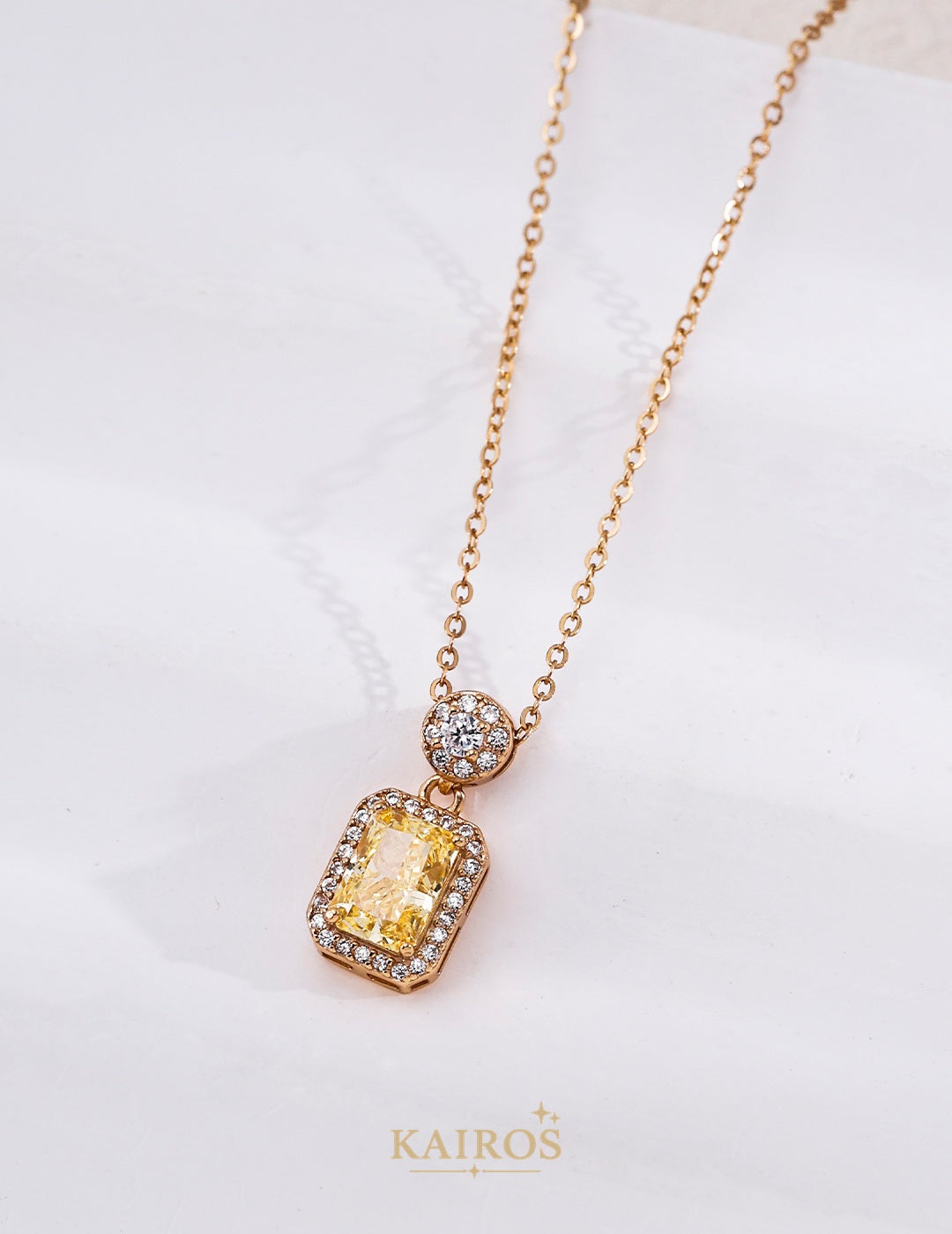Kairos logo-only cover - Golden Light Zirconia Pendant Necklace