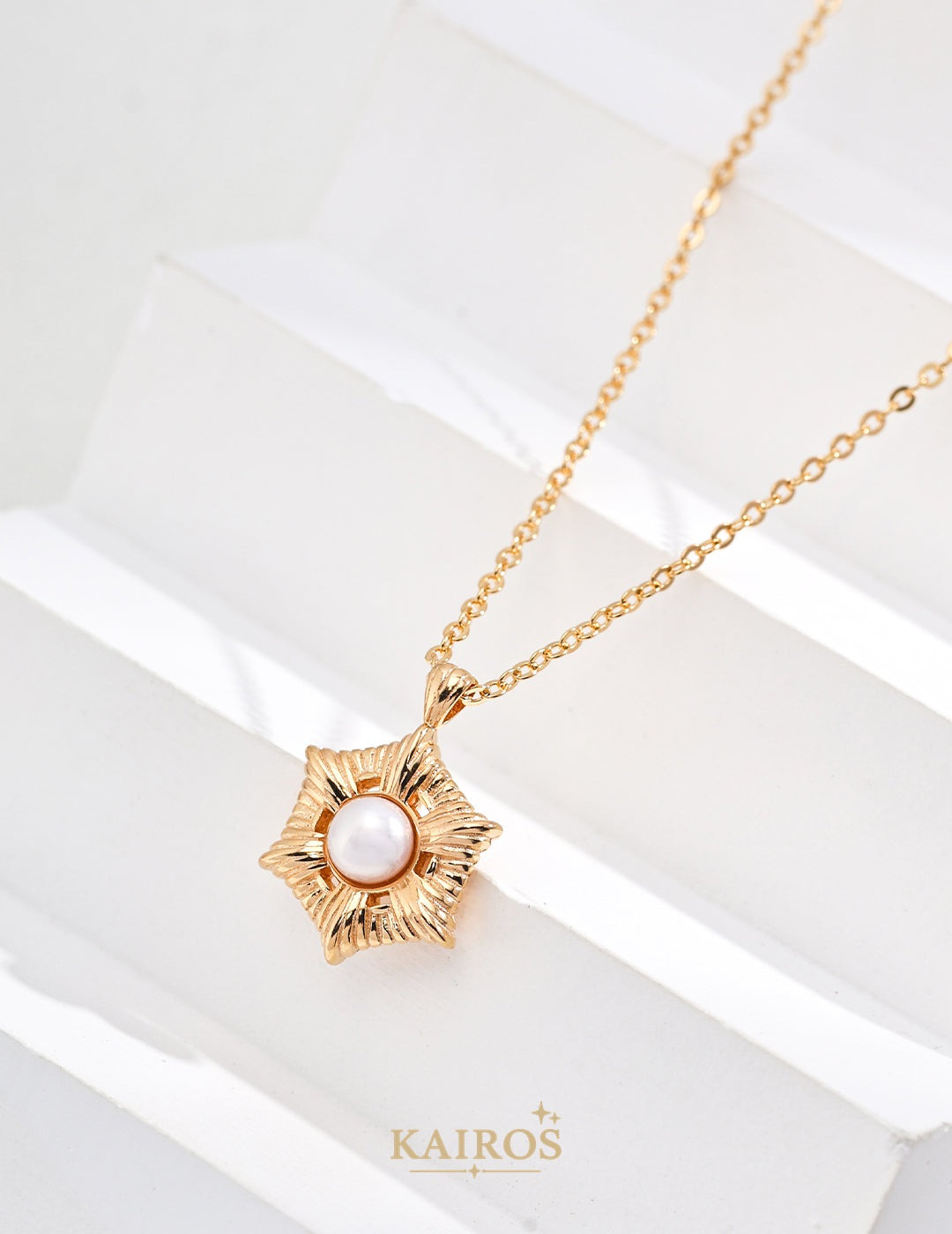 Kairos logo-only cover - Celestial Star Pearl Radiance Pendant Necklace