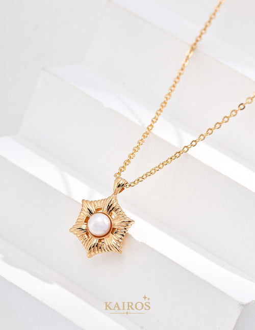 Kairos logo-only cover - Celestial Star Pearl Radiance Pendant Necklace