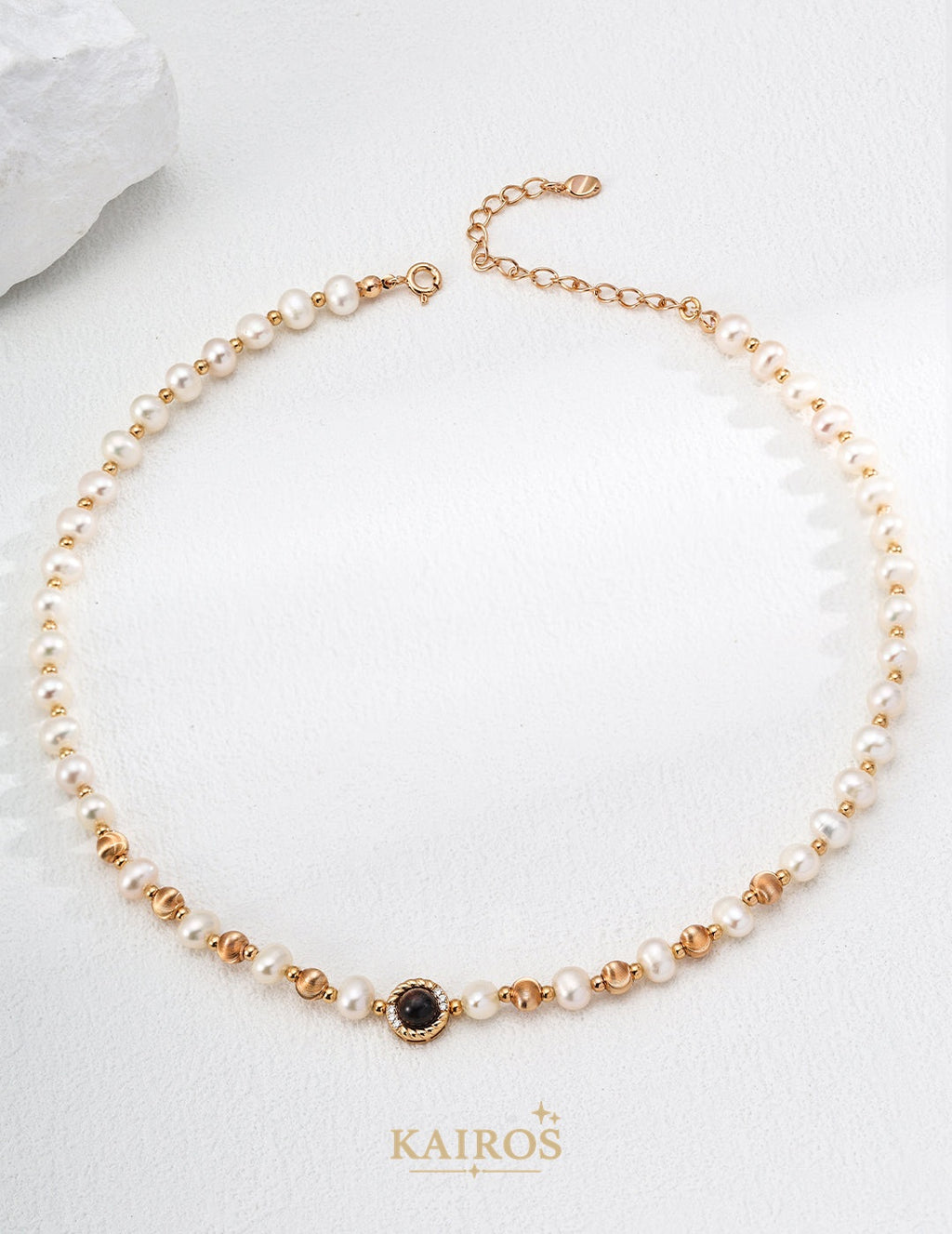 Kairos logo-only cover - Ocean Wave Pearl Necklace