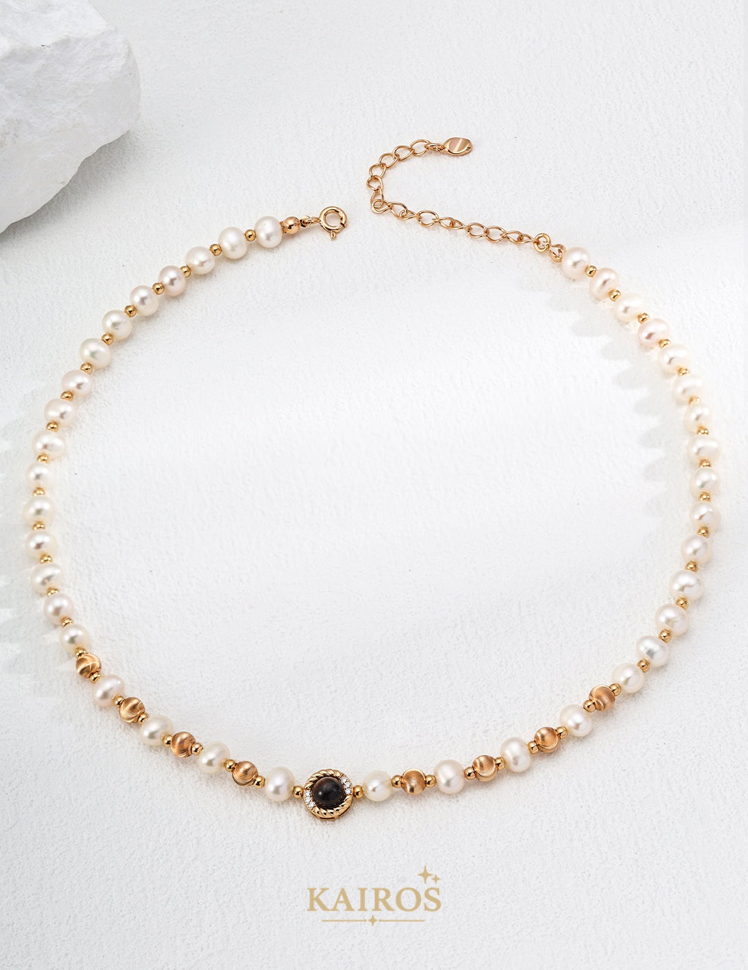 Kairos logo-only cover - Ocean Wave Pearl Necklace