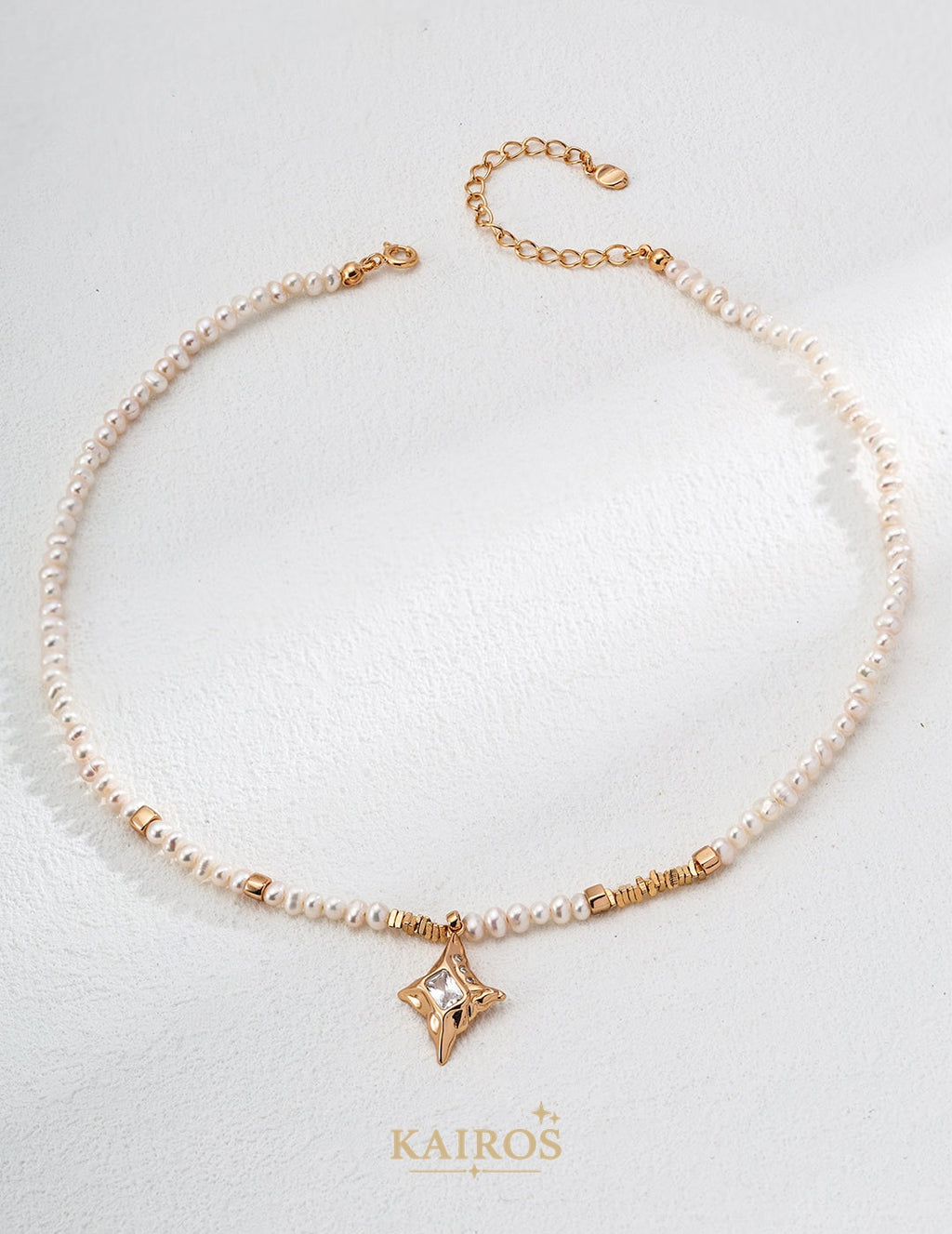 Kairos logo-only cover - Celestial Star Pearl Sparkle Pendant Necklace