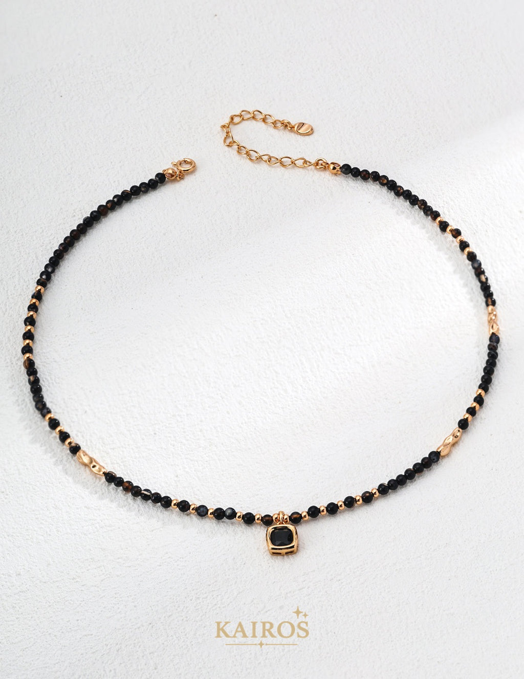 Kairos logo-only cover - Circle Glow Black Agate Pendant Necklace