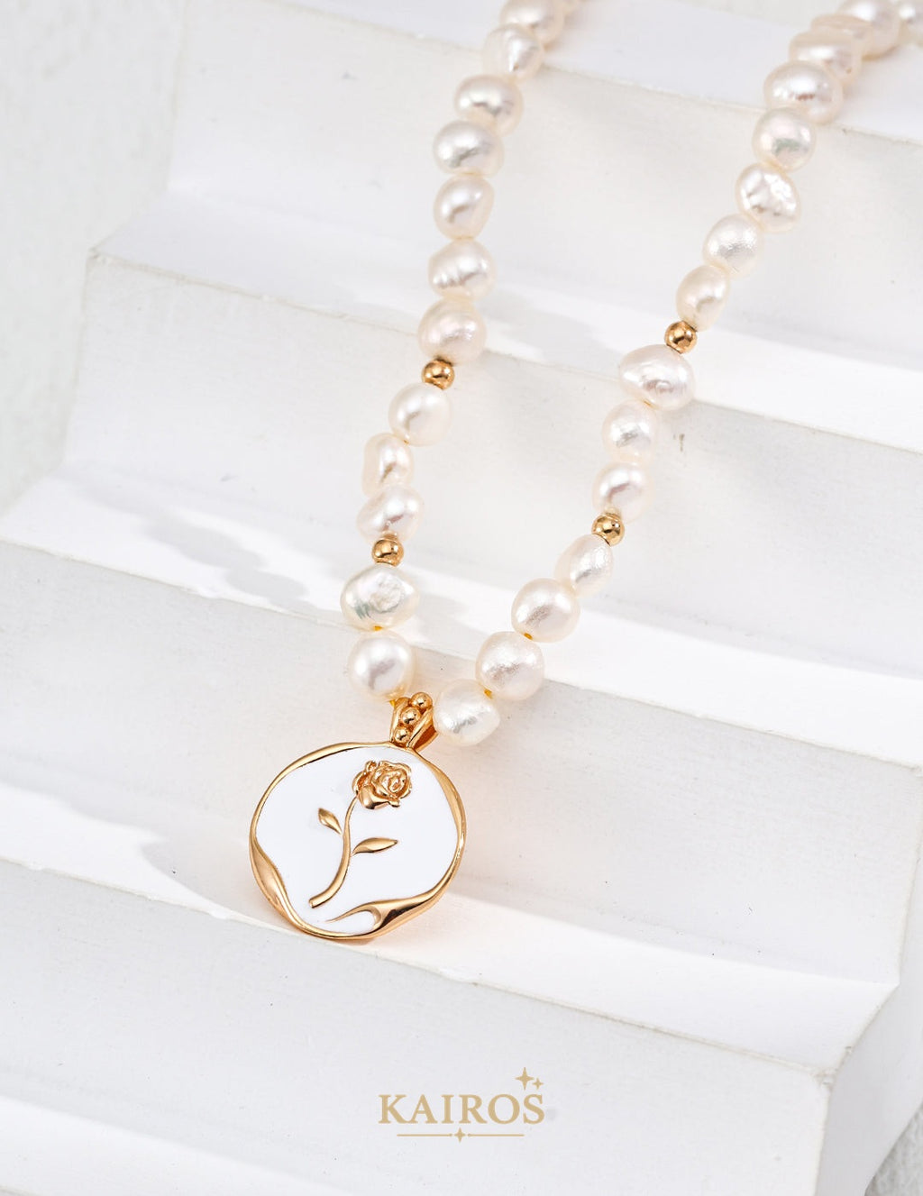 Kairos logo-only cover - Rose Reverie Pearl Necklace