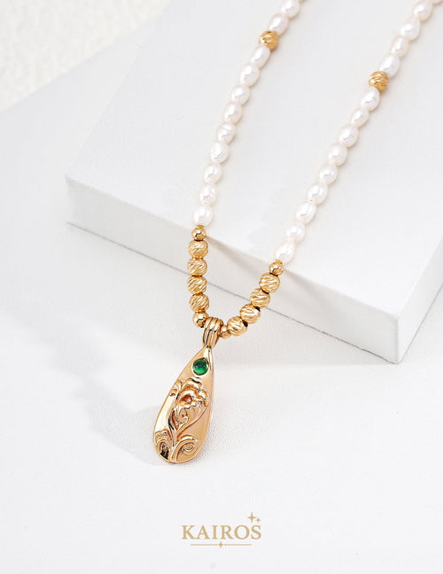 Kairos logo-only cover - Blooming Garden Pearl Pendant Necklace