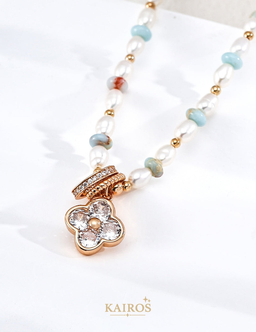 Kairos logo-only cover - Fourfold Fortune Pearl Radiance Pendant Necklace