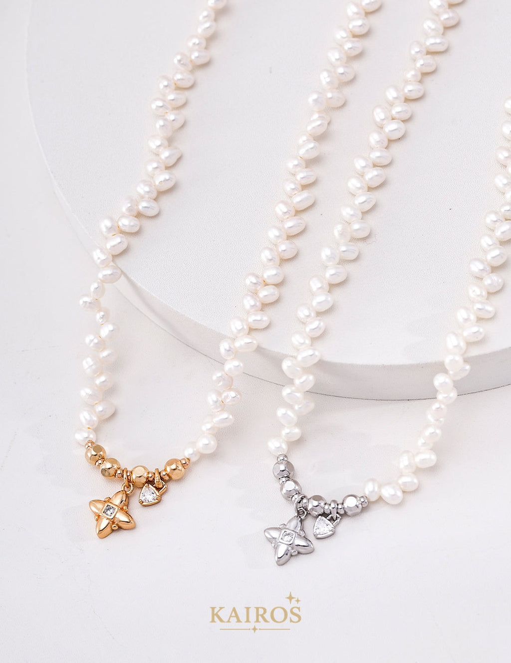 Kairos logo-only cover - Delicate Pearl Station Necklace