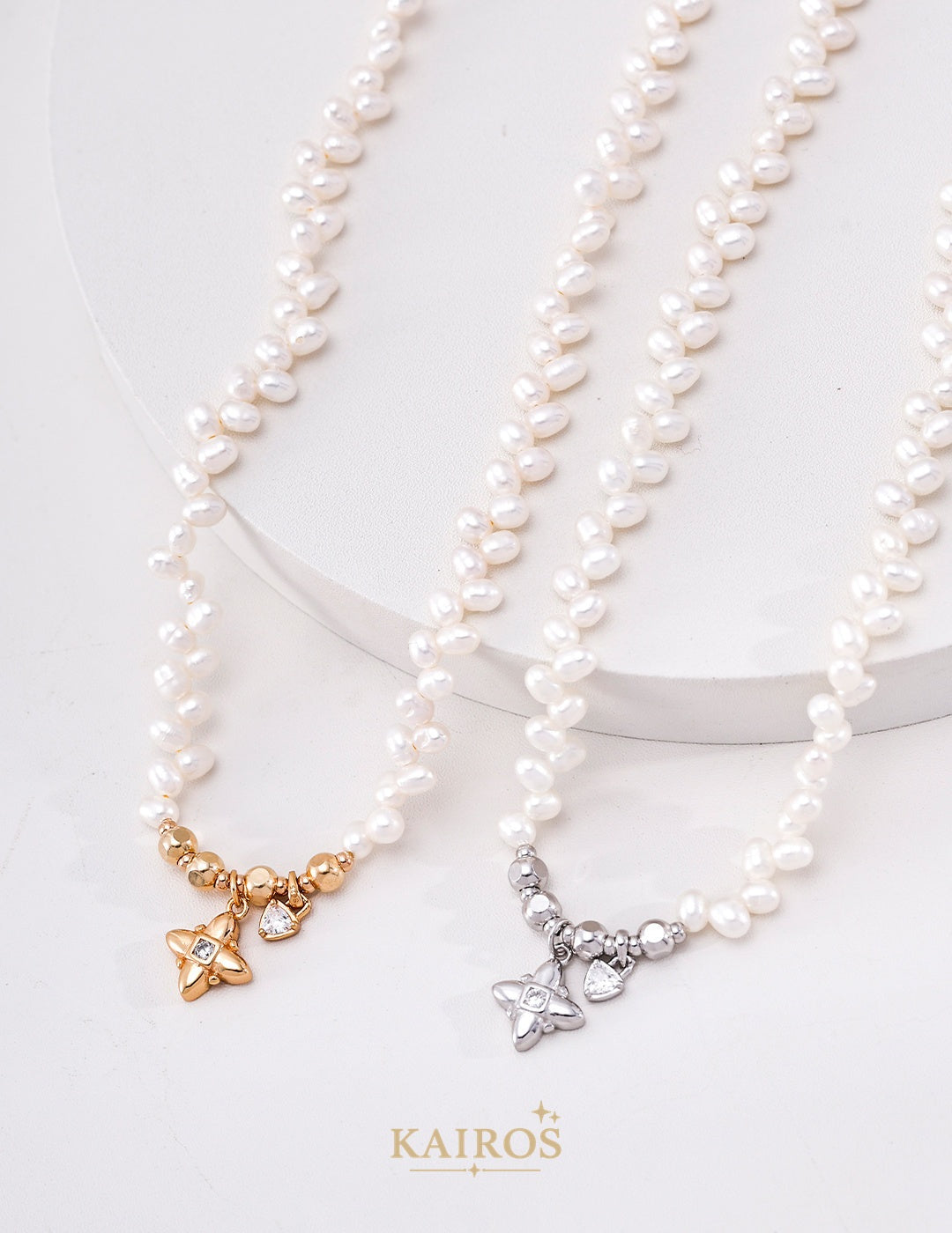 Kairos logo-only cover - Delicate Pearl Station Necklace