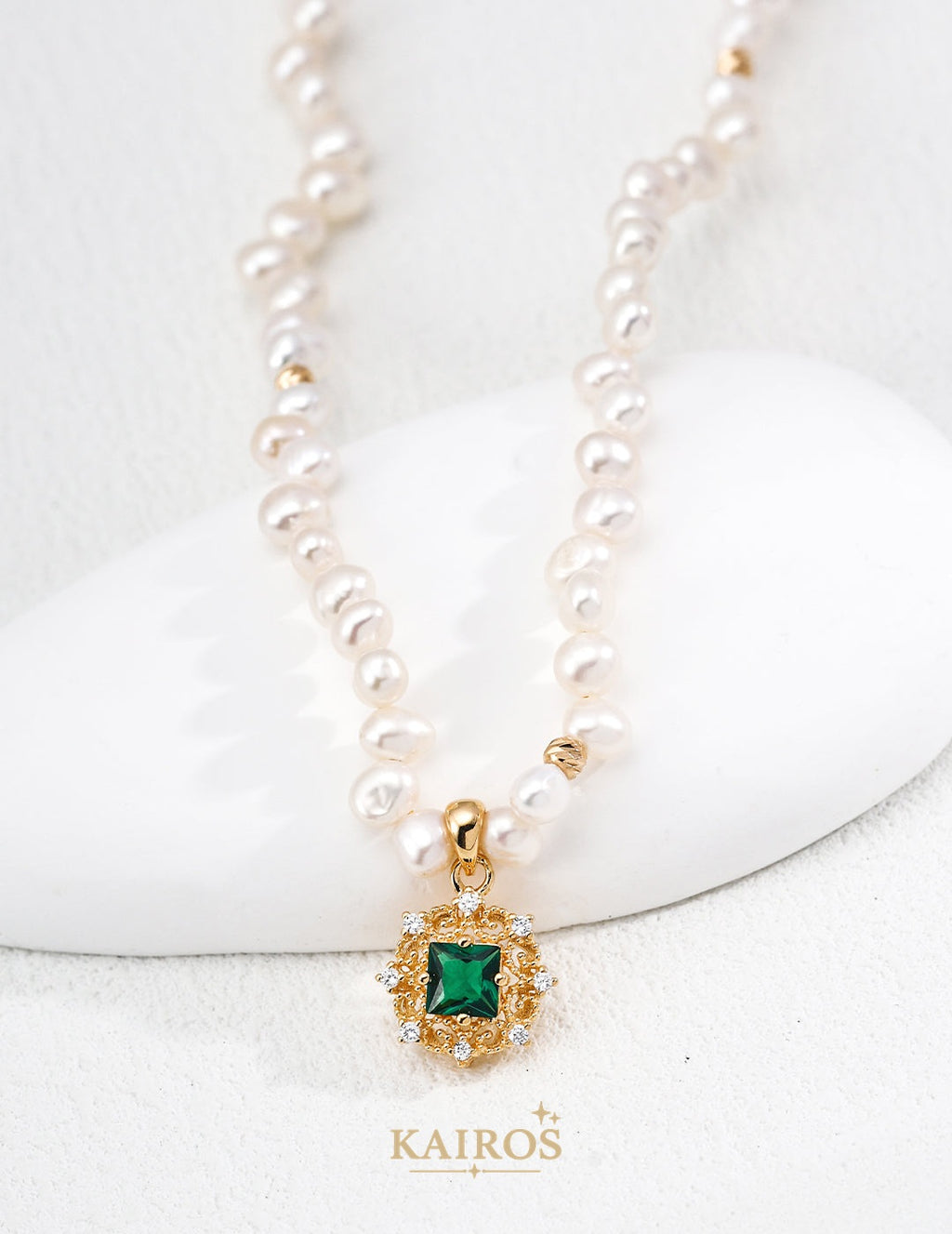 Kairos logo-only cover - Blooming Garden Pearl Radiance Pendant Necklace