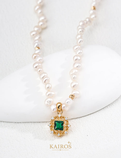 Kairos logo-only cover - Blooming Garden Pearl Radiance Pendant Necklace