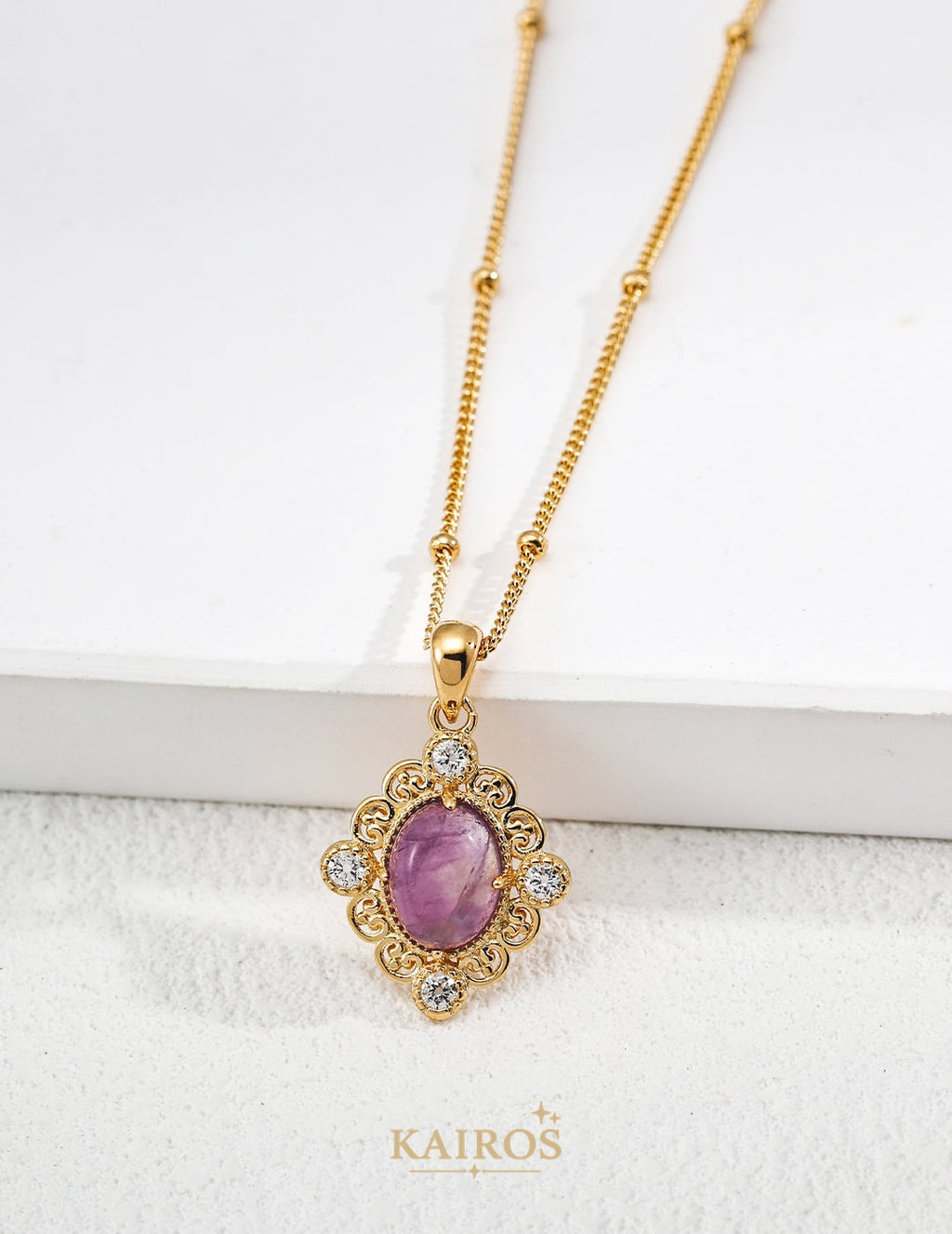 Kairos logo-only cover - Blooming Garden Amethyst Pendant Necklace