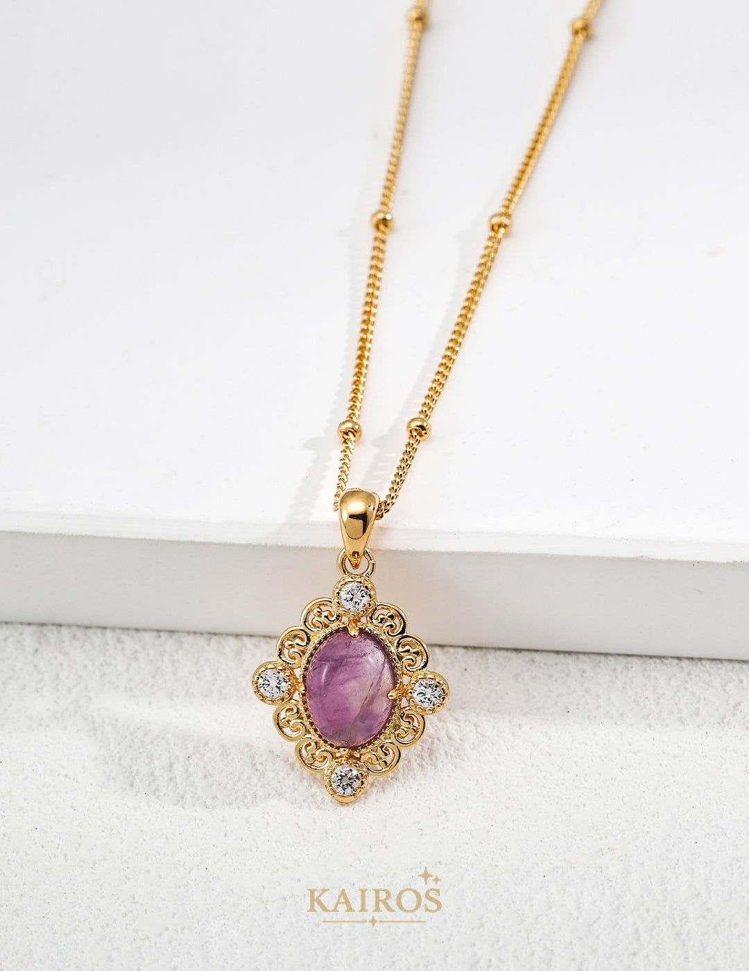 Kairos logo-only cover - Blooming Garden Amethyst Pendant Necklace