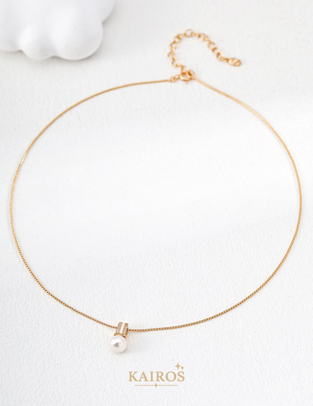 Kairos logo-only cover - Square Halo Pearl Light Necklace