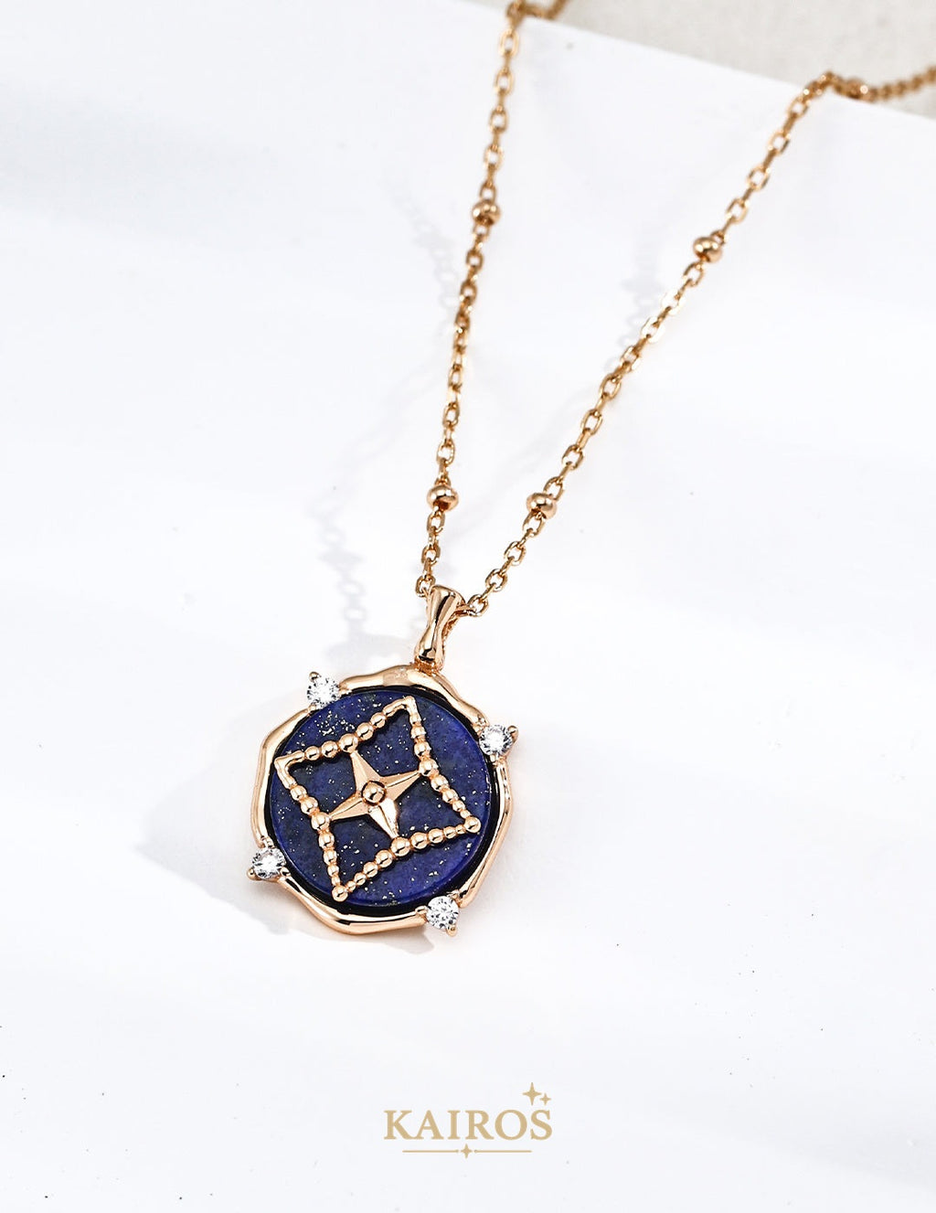 Kairos logo-only cover - Square Halo Mother-of-Pearl Pendant Necklace