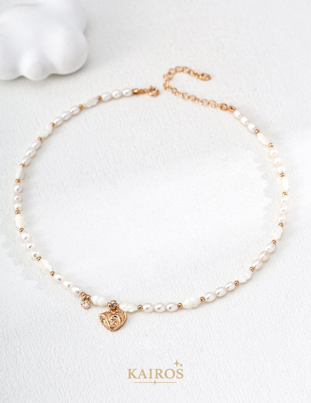 Kairos logo-only cover - Heart Echo Pearl Necklace