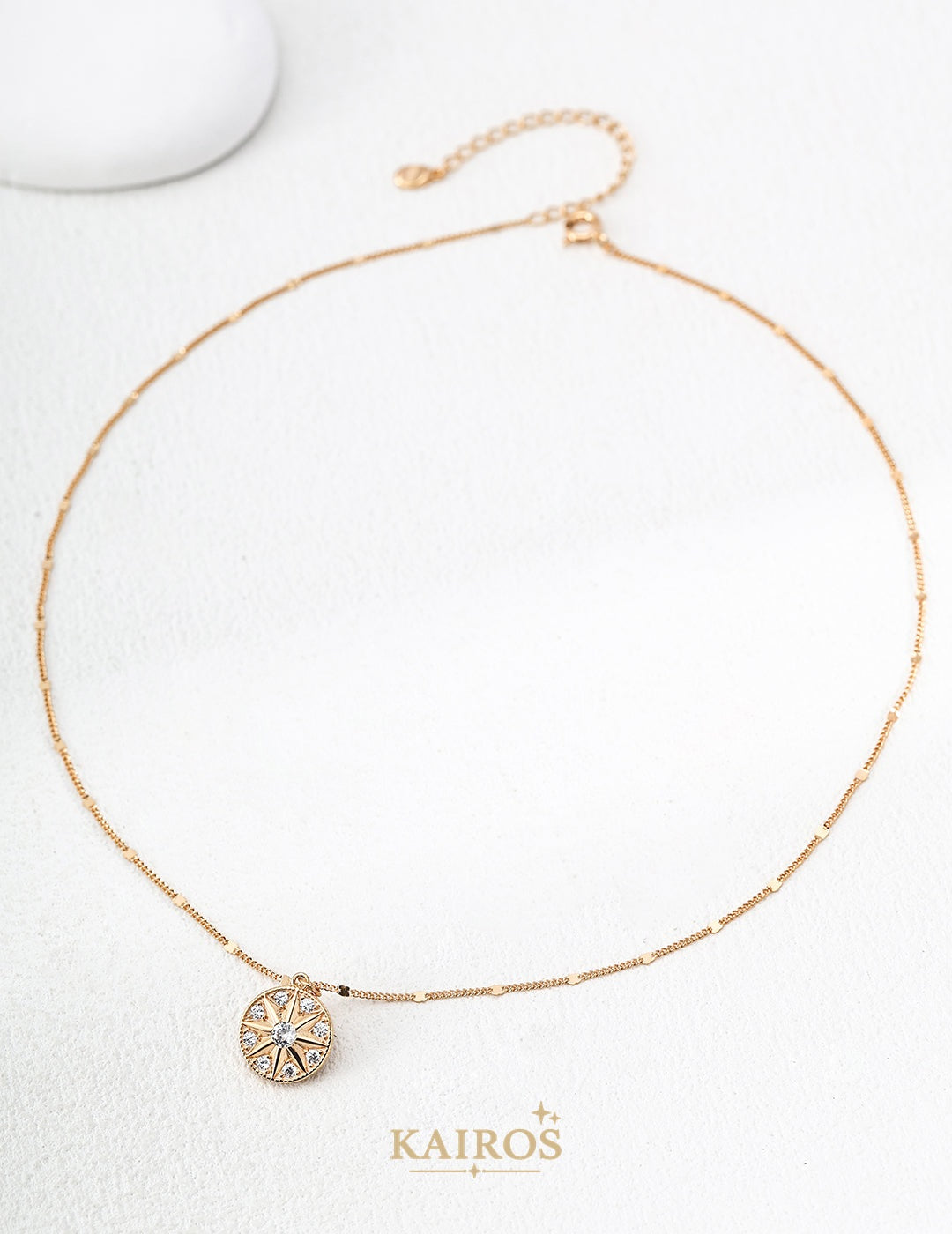 Kairos logo-only cover - Square Halo Radiance Necklace