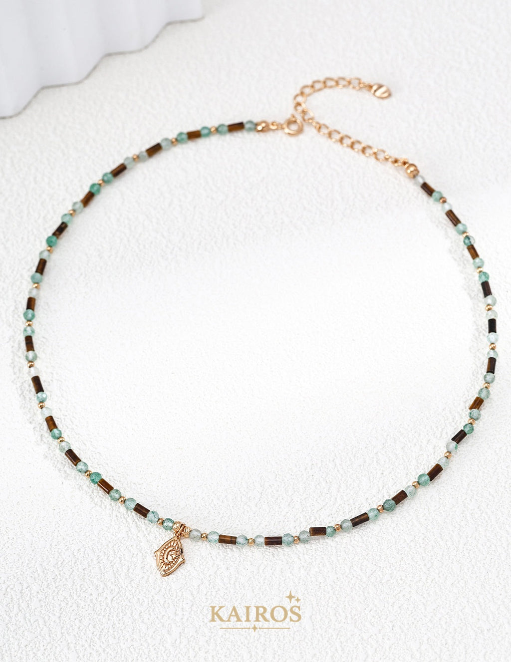 Kairos logo-only cover - Crescent Joy Tiger Eye Necklace