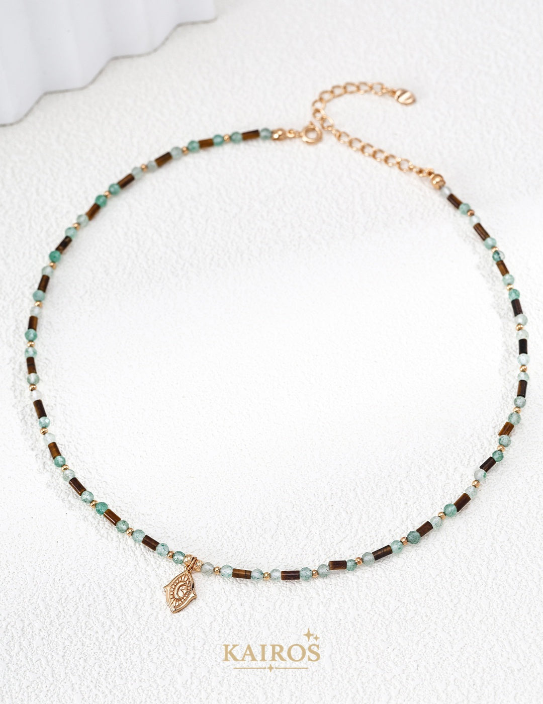 Kairos logo-only cover - Crescent Joy Tiger Eye Necklace