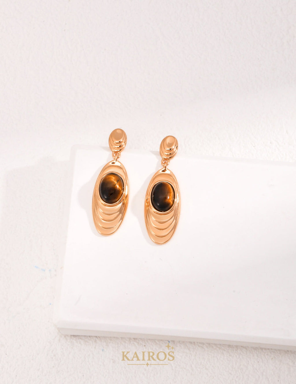 Kairos logo-only cover - Caramel Muse Tiger Eye Earrings
