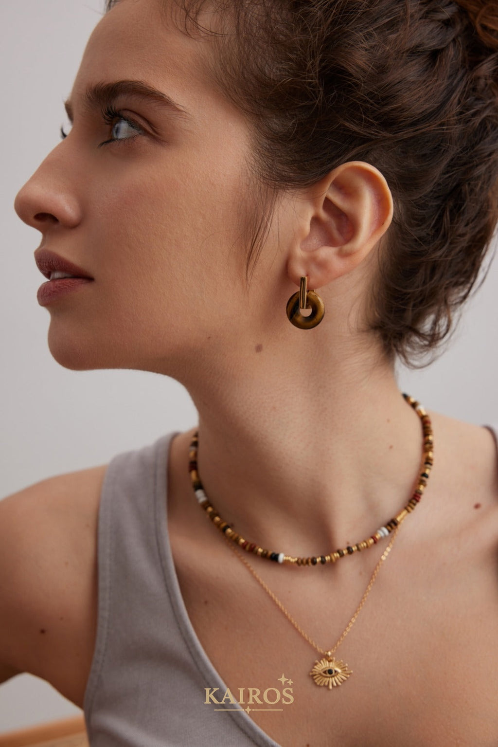 Kairos logo-only cover - Tiger Eye Serenity Earrings