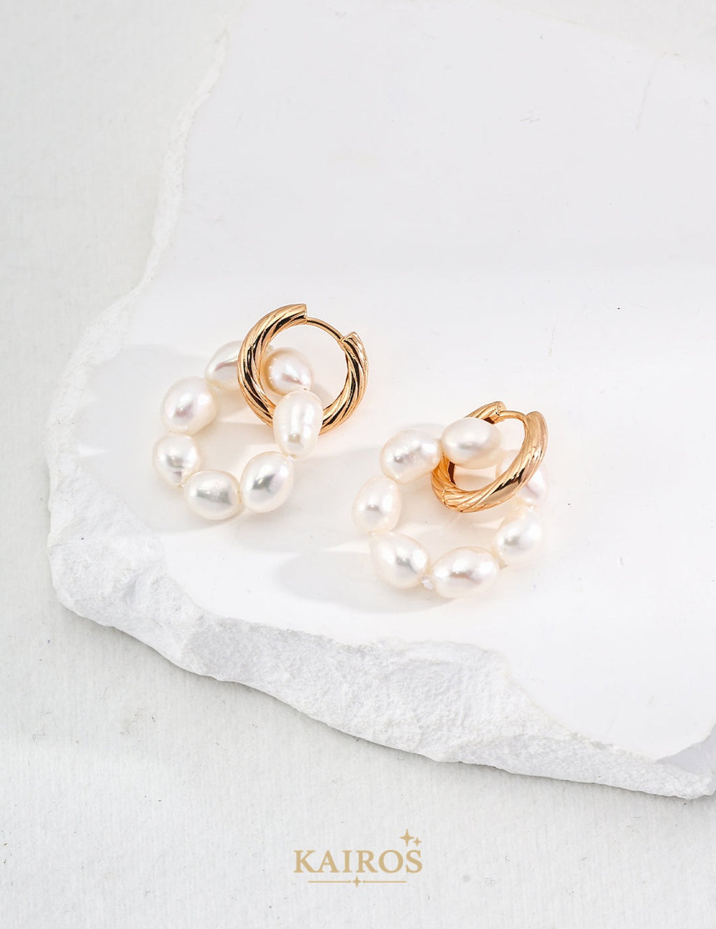 Kairos logo-only cover - Pearl Serenity Celestial Earrings